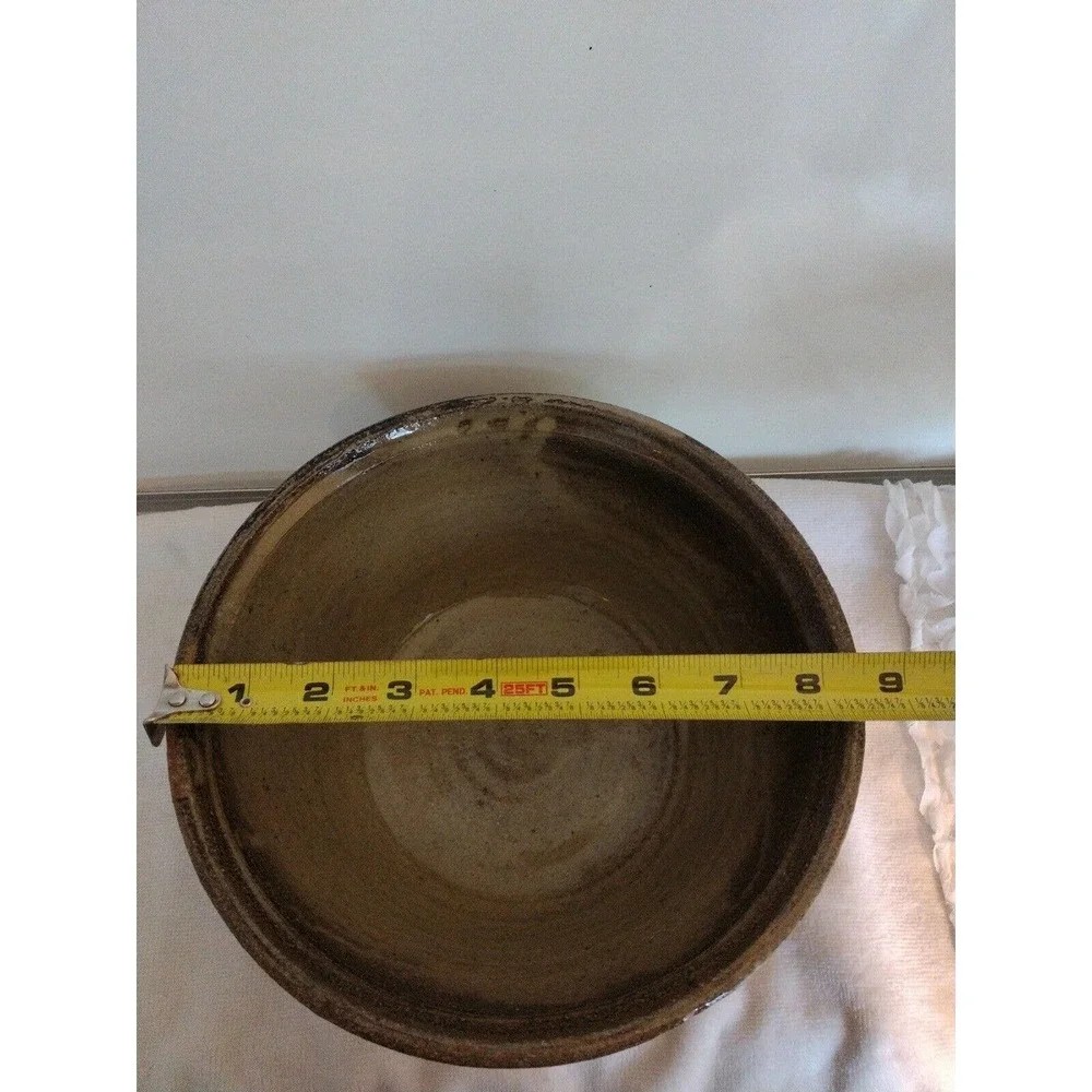 Hand Pottery Bowl Studio Art Brown Drip Glaze Two-Tone Artist‎ Signed GORGEOUS